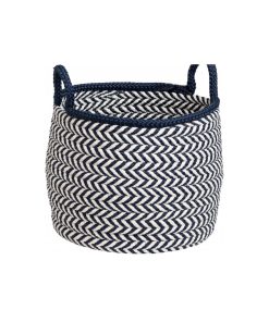 Colonial Mills Basket Preve Basket, White/Navy, 18"x18"x17"