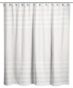White Linen Stripes 71x74 Shower Curtain