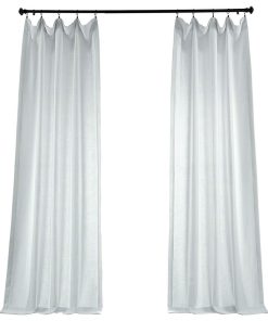 White Heavy Faux Linen Curtain Single Panel, 50"x96"