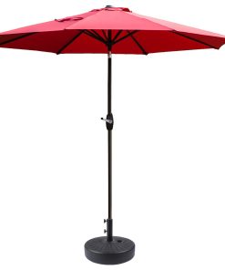 WestinTrends 9 Ft Outdoor Patio Market Umbrella with Black Round Base, Red