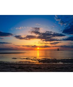 "Sunset at Breakwater Lighthouse" Coastal Landscape Unframed Wall Art Print, 20"