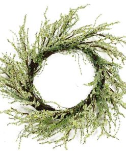 12" Green and Brown Decorative Berry Artificial Spring Twig Wreath, Unlit