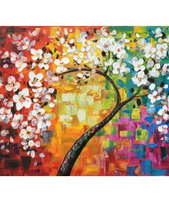 "Rainbow Blossoms" Hand Painted Canvas Art