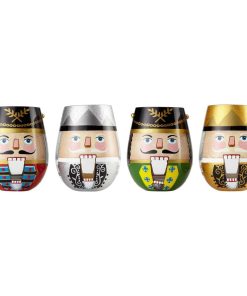 "Nutcrackers" Stemless Wine Glass by Lolita, 4 Piece Set