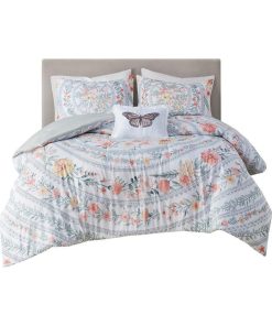 100% Polyester Printed Comforter Set - Blush/Green