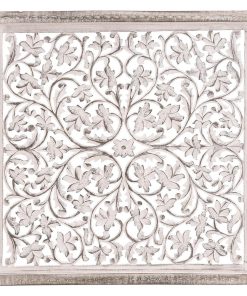 White Mango Wood Traditional Carved Floral Wall Decor 36" x 1" x 36"
