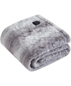 100% Polyester Pv Fur To Plush Heated Wrap - Grey
