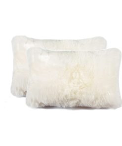 100% Sheepskin New Zealand Pillows, Set of 2, Natural, 12"x20"
