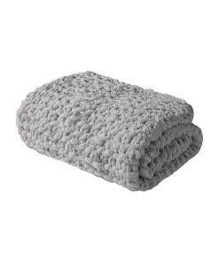 100% Polyester Solid Chenille Chunky Knit Throw, Grey
