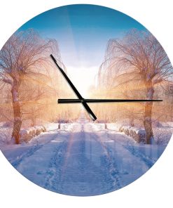Winter Landscape in City Park Traditional Metal Clock, 23x23