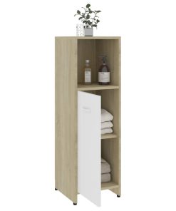 11" Bathroom Cabinet White and Sonoma Oak