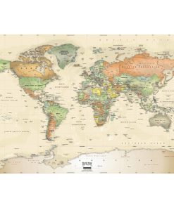 World Political Map Wall Decal, Antique Oceans, 62"x42"