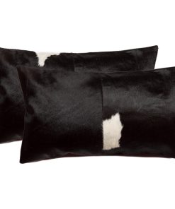 12"x20" Torino Kobe Cowhide Pillows, Set of 2, Black and White