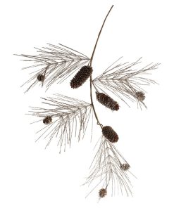 11" Long Christmas Spruce and Pinecone Large Pick, Champagne, Set of 6