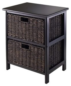 Winsome Wood Transitional Black And Chocolate Composite Wood Basket 20216