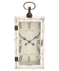 White Wood Vintage Wall Clock 12" x 4" x 28"