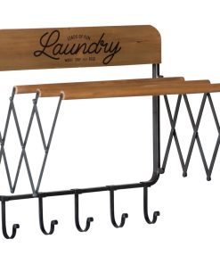 Wood/Metal Laundry Shelf, Black/Tan, 20"