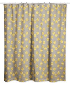 Yellow Snowflakes Pattern Shower Curtain
