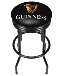 Guinness Custom Outdoor Black Ribbed Barstool, Harp