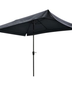 10x6.5' Aluminum Patio Umbrella With Valance Sunshade Crank Tilt, Dark Gray