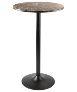 Winsome Wood Cora Pub Table, Bar H, Round, Faux Marble Top, Black Base