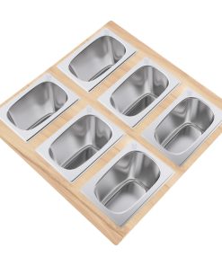 15.75 x 16.75 Condiment Serving Board With 6 Bowls