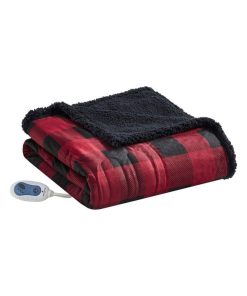 100% Polyester Printed Mink Heated Throw W/ 1 Berber Hem