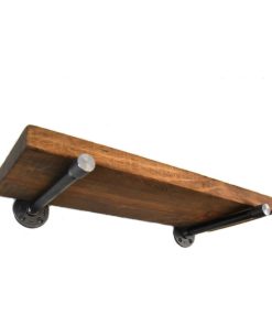 Yellowstone II Rustic Farmhouse Floating Shelf With Pipe Brackets, 24"