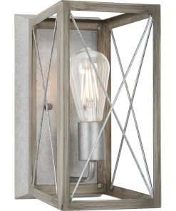 1-Light Farmhouse Wall Sconce Light, Bleached Oak