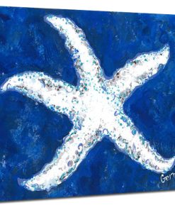 White Starfish Canvas Art, 20x20"