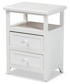 Yoder Contemporary White 2-Drawer Nightstand