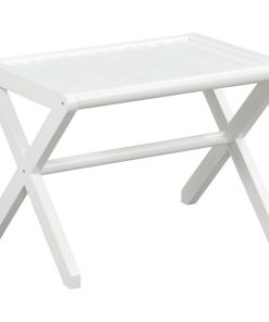 White Finish Solid Wood Bench