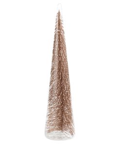 15.5" Tall Clear Glass Christmas Tree, X-Large Tabletop Decoration, Champagne