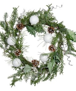 White Christmas Wreath, 24"