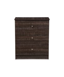Wholesale Interiors Decon Wood 3 Drawer Storage Chest, Espresso Brown