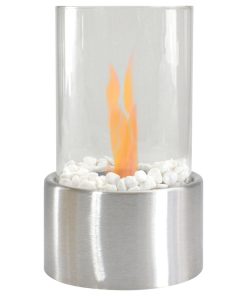 10.5" Bio Ethanol Round Portable Tabletop Fireplace with Silver Base