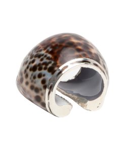 Wide Tiger Cowrie Shell Napkin Rings, Set of 4