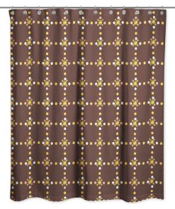 Whimsical Folk Pattern in Brown Shower Curtain
