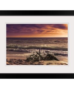 "Sunset From The Beach" Black Framed Art Print, 26"x20"x1"