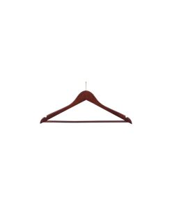 Wooden Anti-Theft Security Suit Hanger, Walnut/Brass Finish, Box of 50