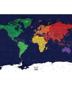World Map Wall Decal, Dark Oceans, 53"x36"