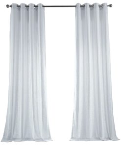 White Grommet Heavy Faux Linen Curtain Single Panel, 50"x84"