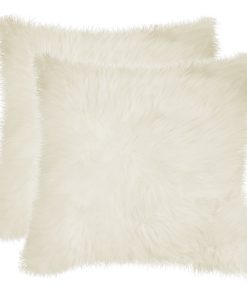 100% Sheepskin New Zealand Pillows, Set of 2, Natural, 18"x18"