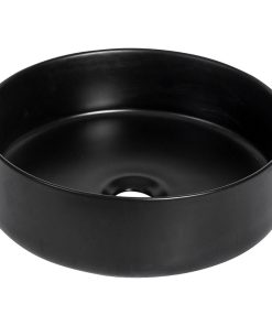 14x14" Round Black Finish Ceramic Vessel Bathroom Vanity Sink