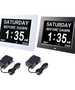 Yescom 8" LCD Day Clock Digital Calendar Alarm Large Dementia Table 2 Pack