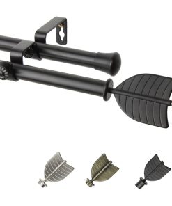 William 13/16" Diameter Double Curtain Rod, Black, 48-84"