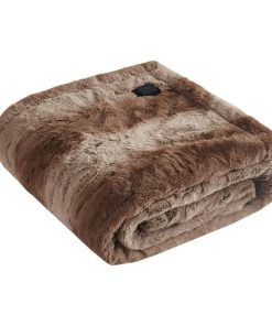 100% Polyester Pv Fur To Plush Heated Wrap - Tan