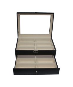 12-Piece Eyeglass Display Case for Large Sunglasses Black Carbon Fiber