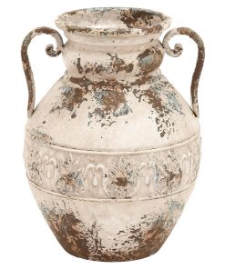 White Metal Vintage Vase 12" x 12" x 15"