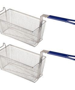 Yescom 2 Pack 13 1/4" x 6 1/2" x 6" Deep Fryer Basket With Handle Restaurant